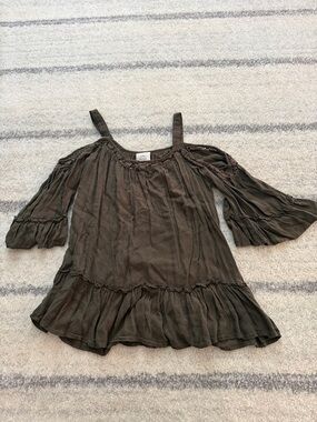 Knox Rose Olive Green Cold-Shoulder Boho Tunic